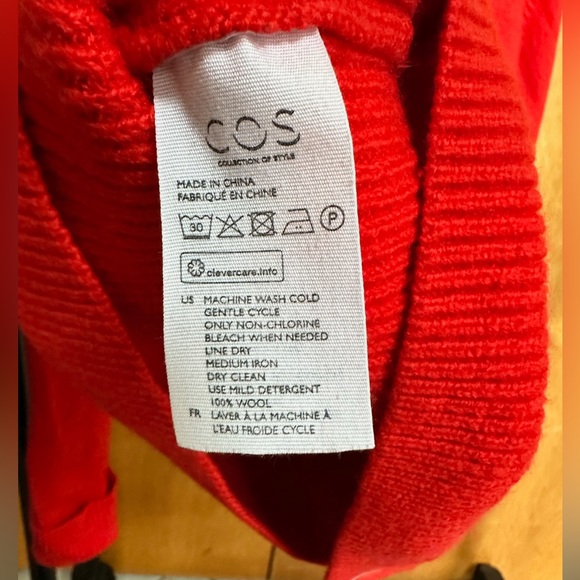 COS Red Colorblock 100% Wool Sweater - Picture 4 of 4